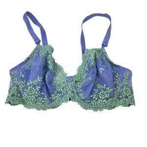 Wacoal Embrace Floral Lace Unlined Underwire Blue and Green Bra Size 38C